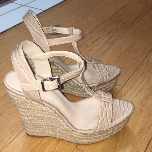 Zara wedge leather cream sandals - Picture 2 of 5